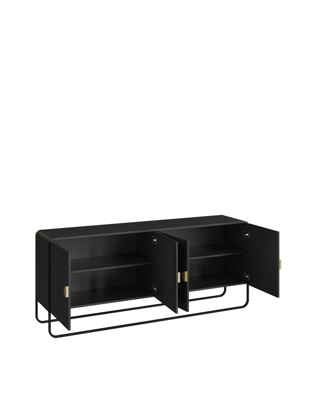 Buffet 4 Portas Pés em Aço Dunna 180 cm - Preto c/ Dourado