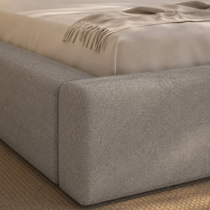 Cama Estofada King com Cabeceira Nora - Linho Cinza