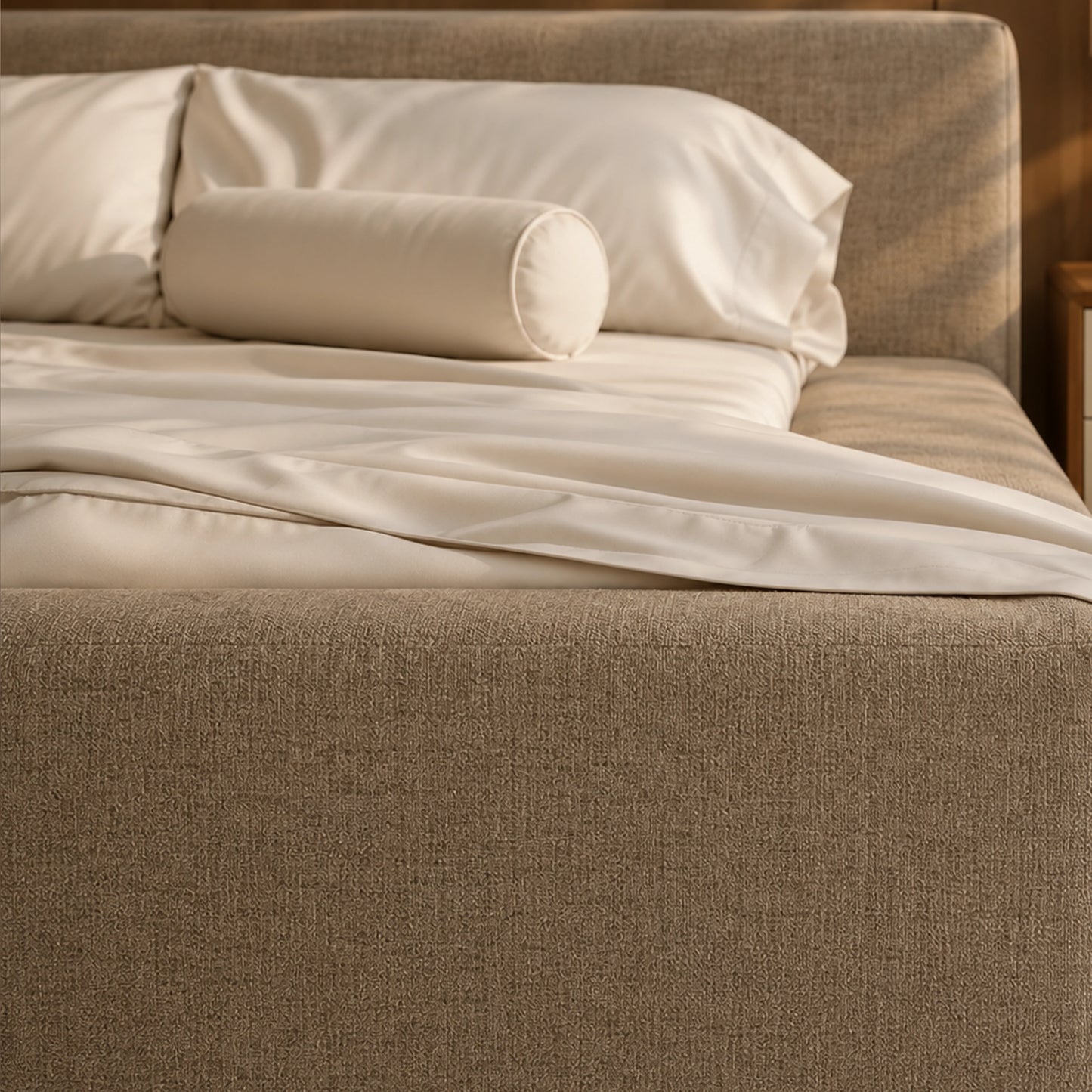 Cama Estofada King com Cabeceira Nora - Linho Fendi