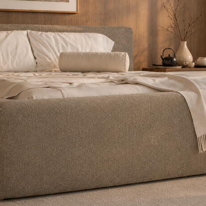 Cama Estofada de Casal com Cabeceira Nora - Linho Fendi