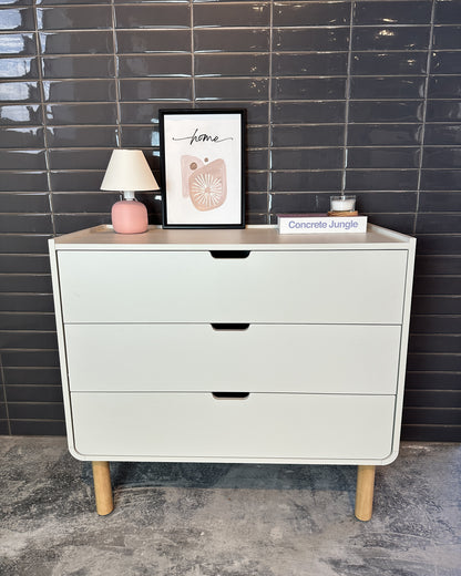 Cômoda Orgânica 3 Gavetas Yume 90 cm - Off-White Fosco