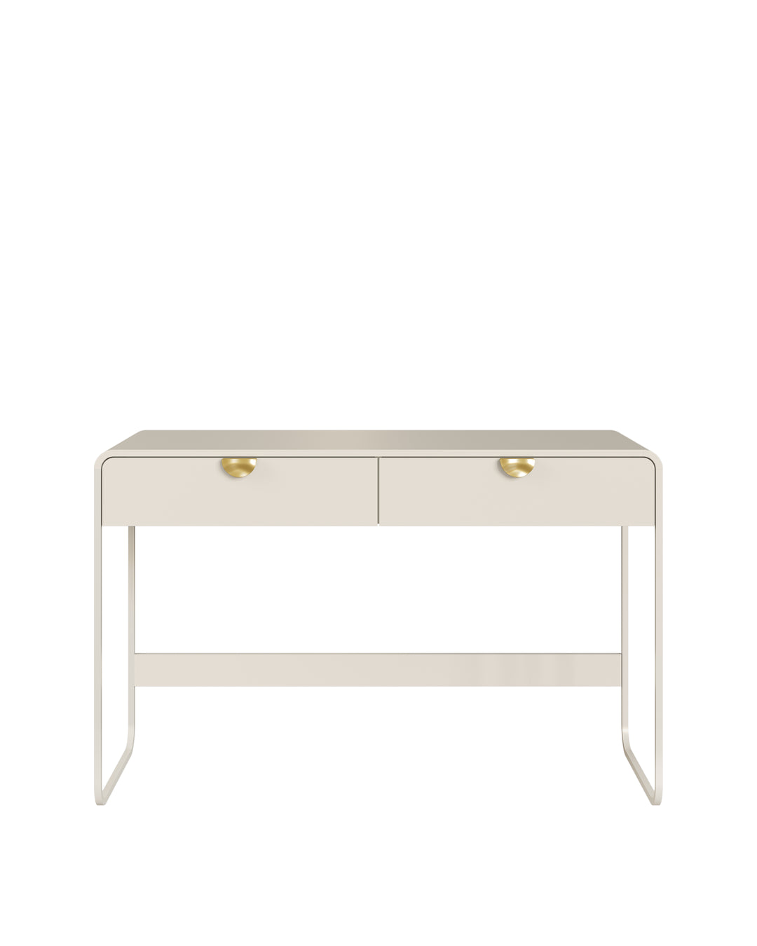 Escrivaninha Orgânica 2 Gavetas com Pés em Aço Dunna 125 cm - Off-White Fosco