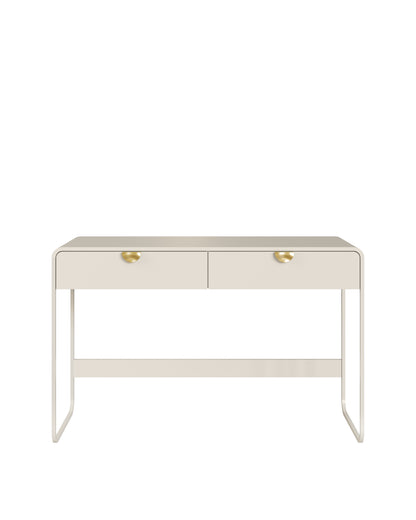 Escrivaninha Orgânica 2 Gavetas com Pés em Aço Dunna 125 cm - Off-White Fosco