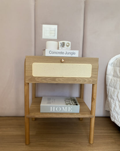 Mesa de Cabeceira 1 Gaveta Palhinha Urdi 48 cm - Mel