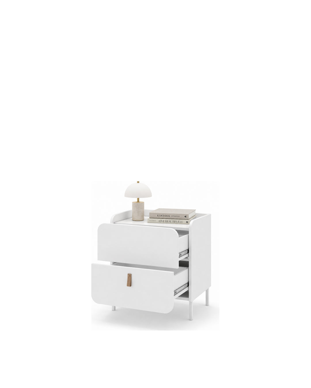 Mesa de Cabeceira 2 Gavetas Elo 50 cm - Branco