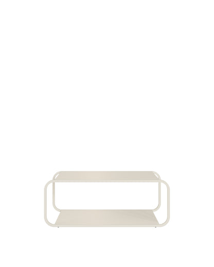 Mesa de Centro Orgânica com Pés em Aço Dunna 80cm - Off-White Fosco