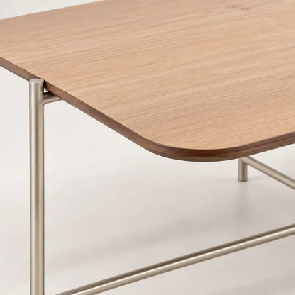 Mesa de Centro Retangular com pés em Metal Biophilia 93 cm - Mel c/ Champanhe