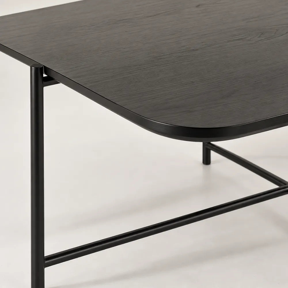 Mesa de Centro Retangular com pés em Metal Biophilia 93 cm - Preto