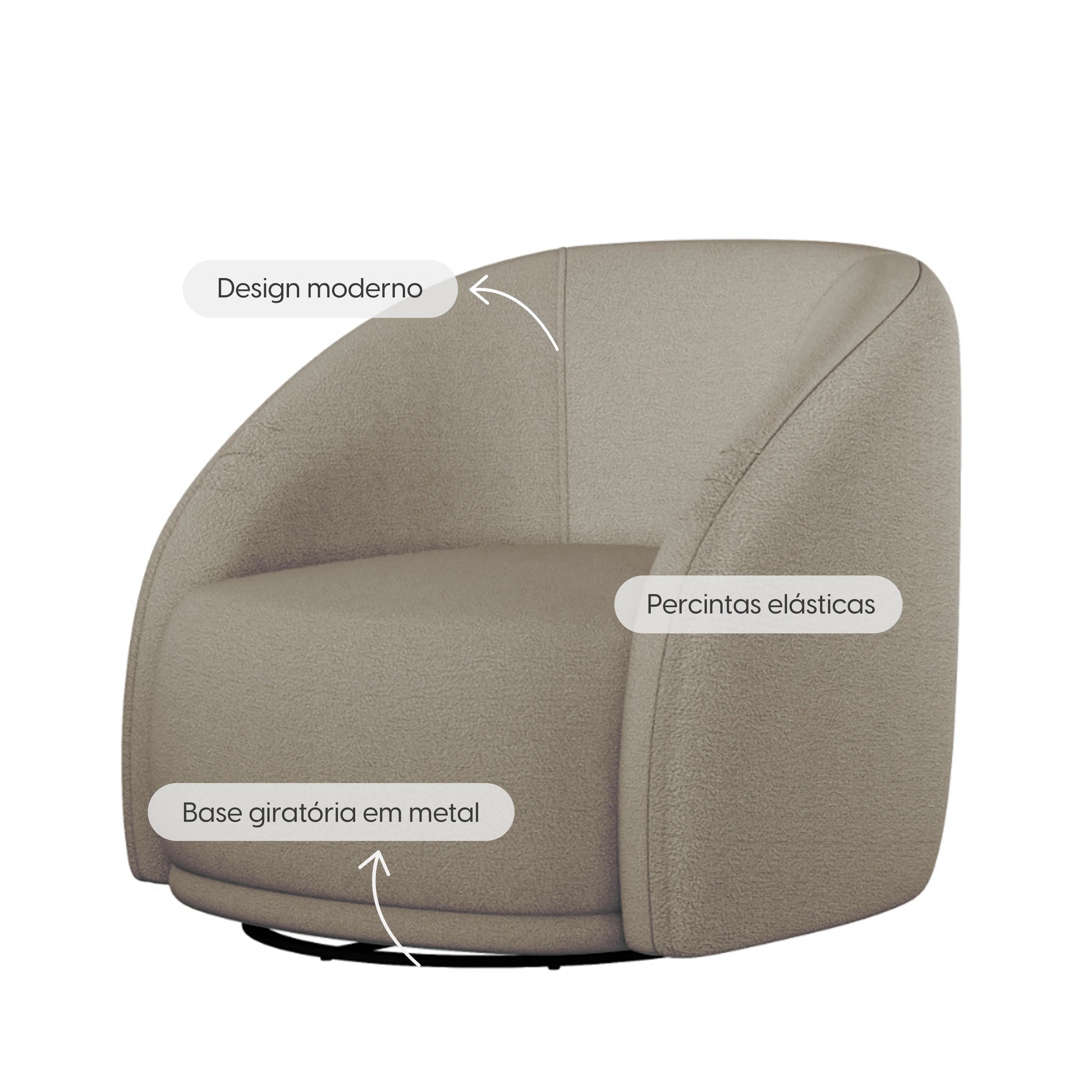 Poltrona Giratória Estofada Maia Linho Texturizado Moka – HOMEDOCK