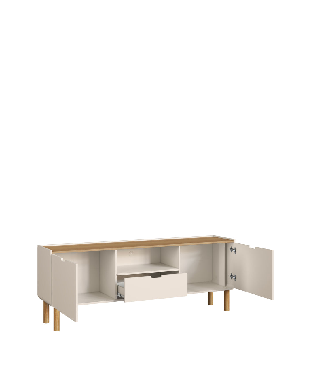 Rack Orgânico 2 Portas 1 Gaveta Yume 180 cm - Off-White c/ Mel