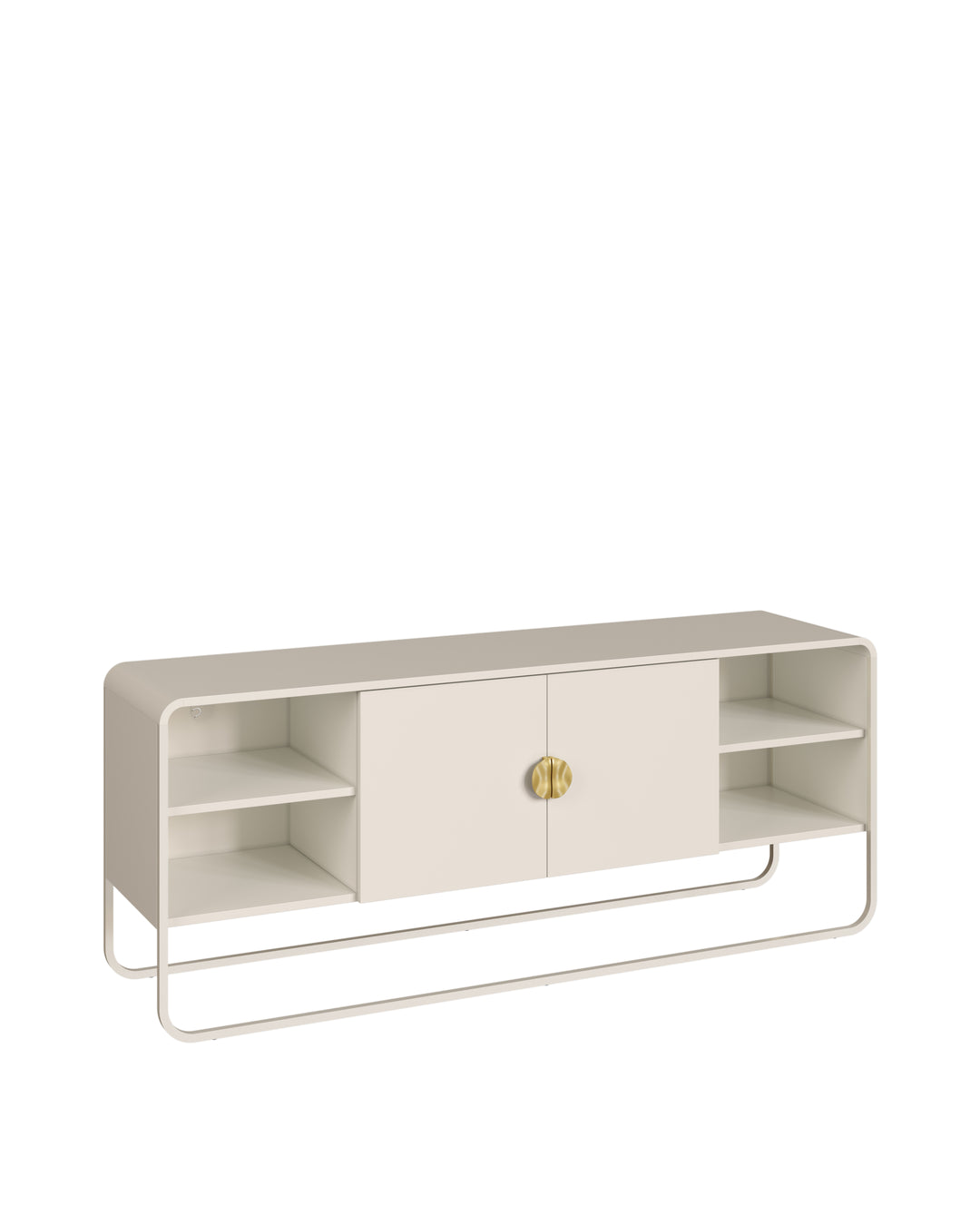Rack Orgânico 2 Portas com Pés em Aço Dunna 150 cm - Off-White Fosco