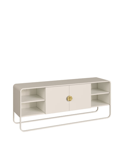 Rack Orgânico 2 Portas com Pés em Aço Dunna 150 cm - Off-White Fosco