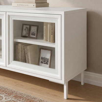 Rack para TV Até 55" 3 Portas com Vidro Vitria 135 cm - Branco
