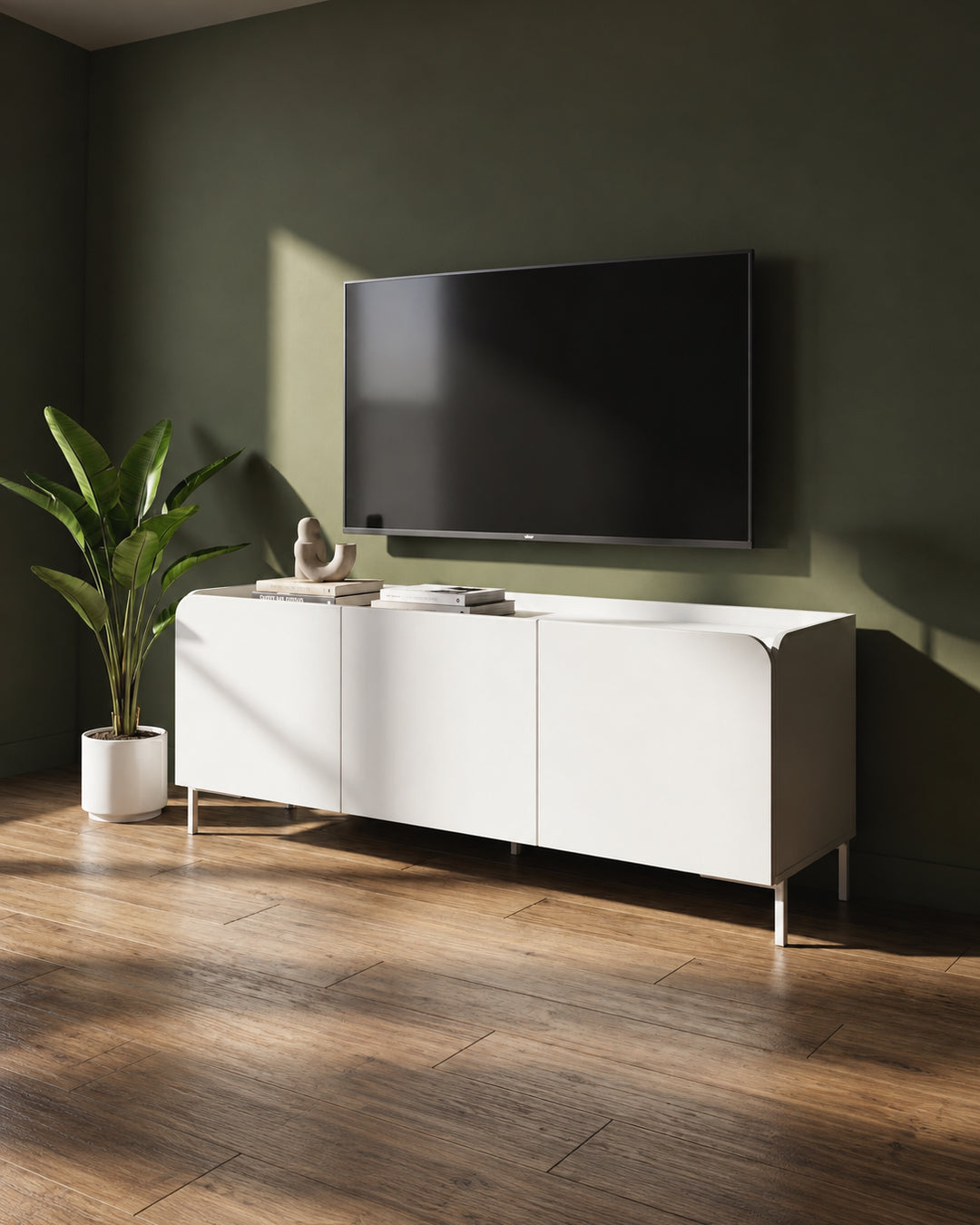 Rack para TV até 55" 03 Portas 2 Prateleiras Elo 135 cm - Branco