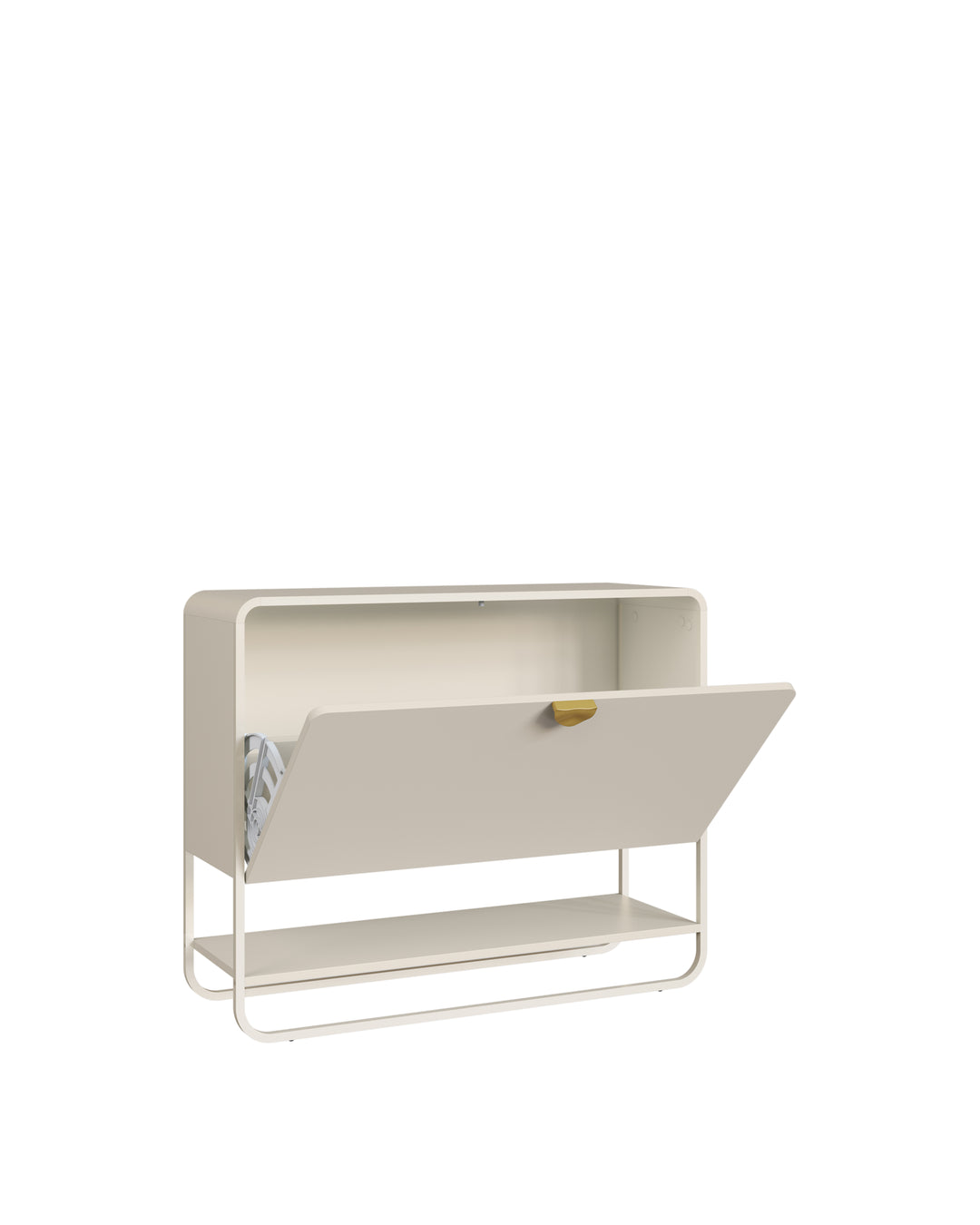 Sapateira Orgânica 1 Porta com Pés em Aço Dunna 93 cm - Off-White Fosco