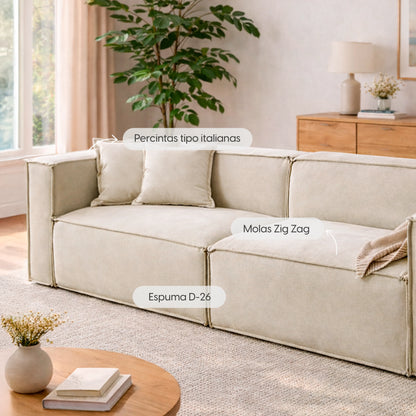 Sofá 4 Lugares Freddo 250 cm - Linho Texturizado Bege