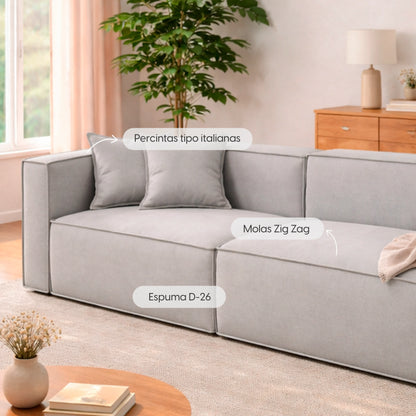 Sofá 4 Lugares Freddo 250 cm - Linho Texturizado Cinza