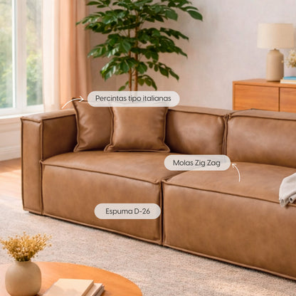 Sofá 4 Lugares Freddo 250 cm - PU Caramelo