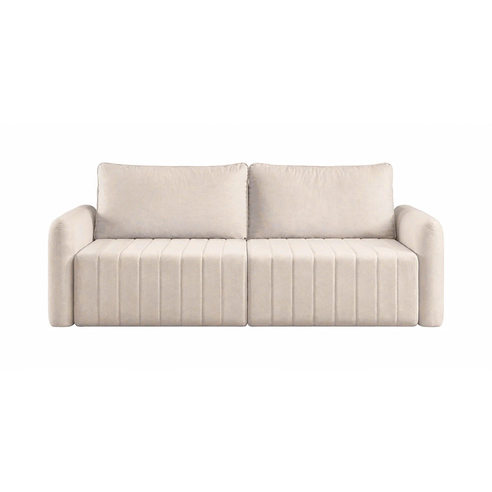 Sofá Retrátil 4 Lugares Nápole 230 cm - Linho Texturizado Bege