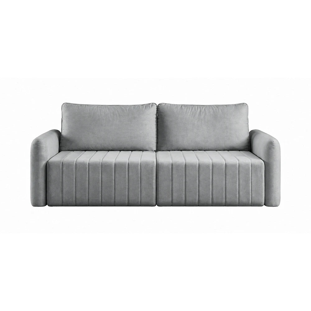 Sofá Retrátil 4 Lugares Nápole 230 cm - Linho Texturizado Cinza