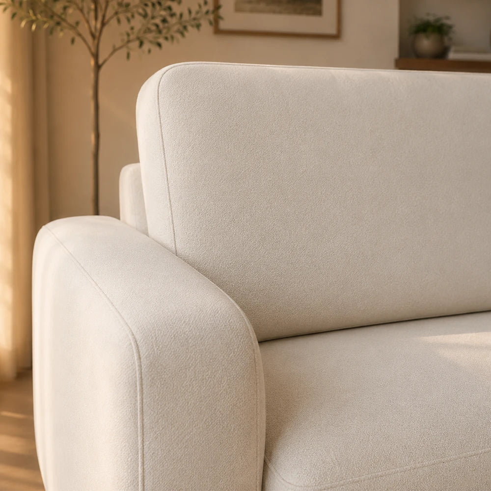 Sofá 4 Lugares Capri 230 cm - Linho Texturizado Bege c/ Natural