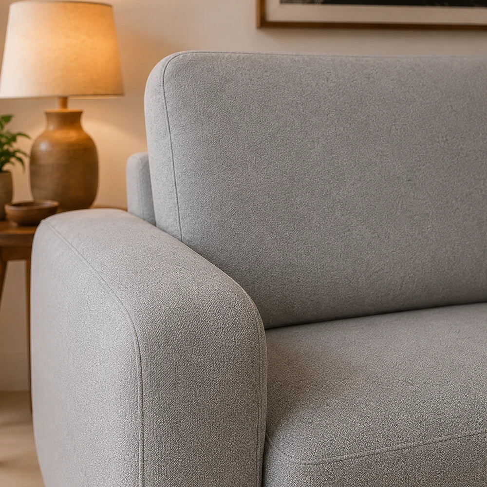 Sofá 4 Lugares Capri 230cm - Linho Texturizado Cinza c/ Natural