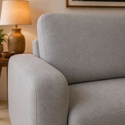 Sofá 4 Lugares Capri 230cm - Linho Texturizado Cinza c/ Natural