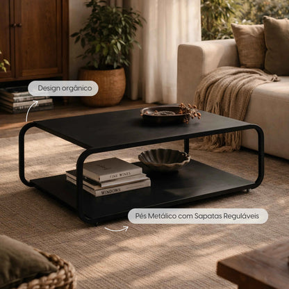 Mesa de Centro Retangular Dunna 80 cm - Preto