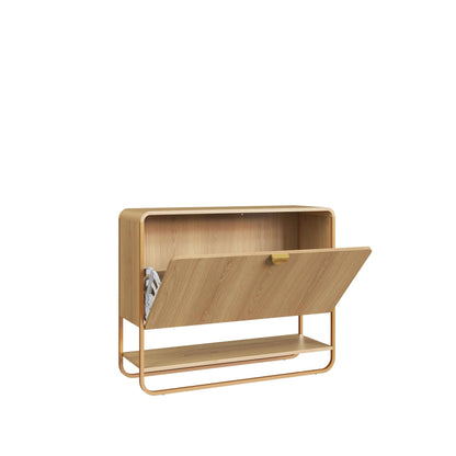 Conjunto Sapateira 1 Porta com Prateleira 3 Guanchos Dunna - Mel c/ Dourado