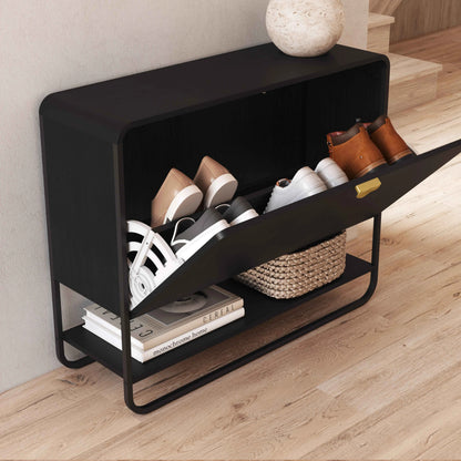 Sapateira com 1 Porta Dunna 93 cm - Preto c/ Dourado