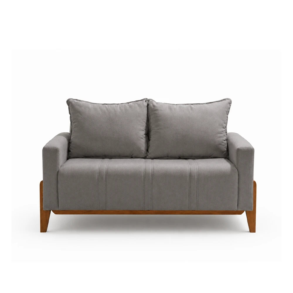 Sofá 2 Lugares Elio 148 cm - Linho Cinza c/ Mel