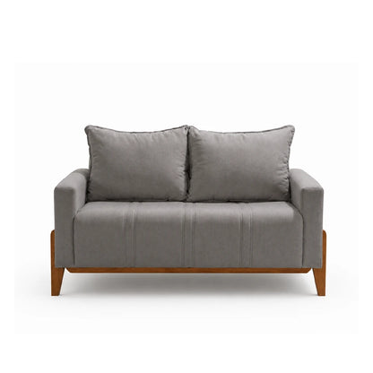 Sofá 2 Lugares Elio 148 cm - Linho Cinza c/ Mel