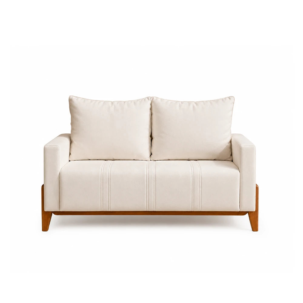 Sofá 2 Lugares Elio 148 cm - Linho Off White c/ Mel