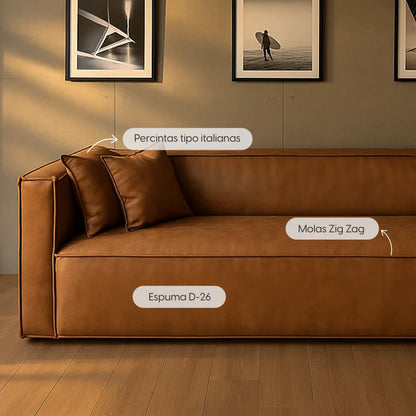 Sofá 3 Lugares Freddo 205 cm - PU Caramelo