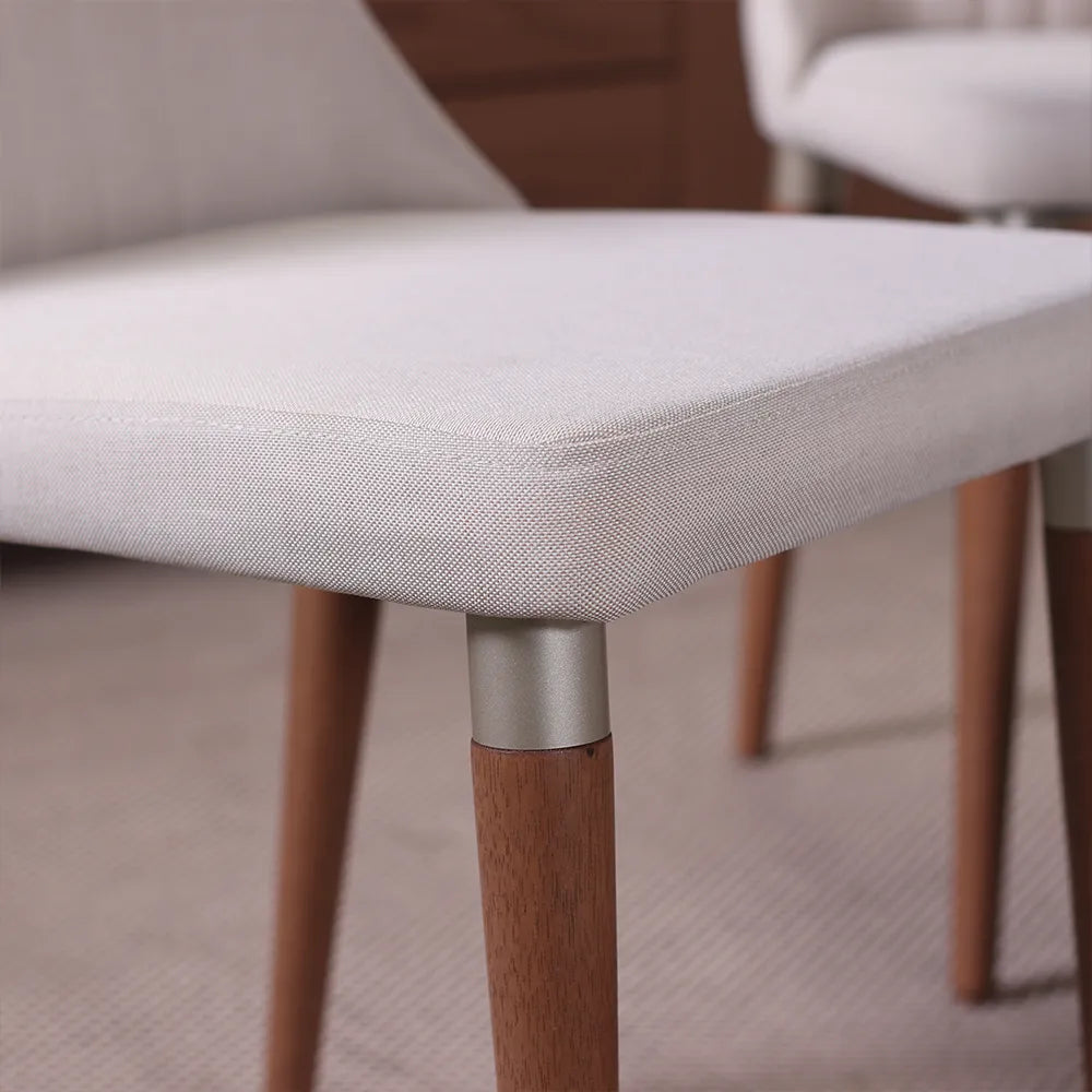 Conjunto de Jantar Mesa Orgânica Kalyx 4 Cadeiras Lara - Champanhe c/ Canella - Off White