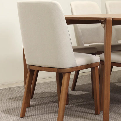 Conjunto de Jantar Mesa Retangular Harmony 8 Cadeiras Kalina - Natural c/ Off White