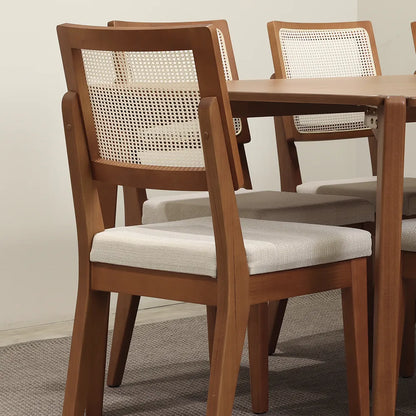 Conjunto de Jantar Mesa Retangular Harmony 8 Cadeiras Saga - Natural c/ Cru