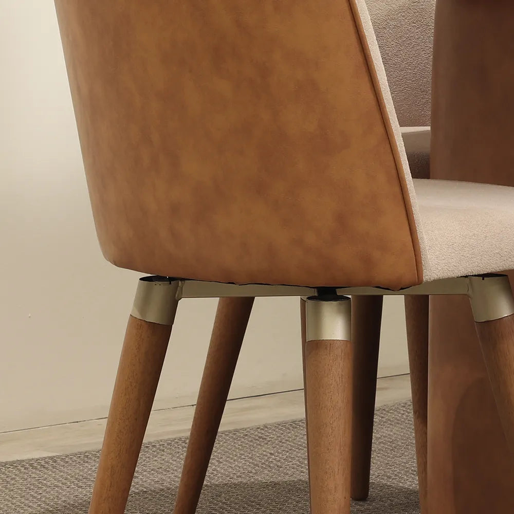 Conjunto de Jantar Mesa Retangular com Vidro Lintz com 8 Cadeiras Giratória Dakota - Canella c/ Caramelo