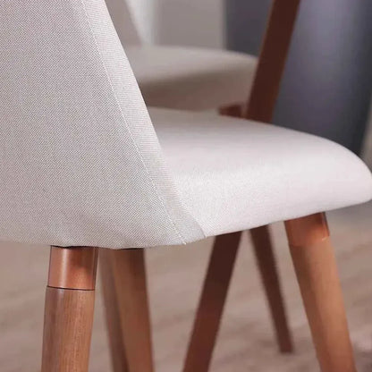 Conjunto com 8 Cadeiras de Madeira Maciça Estofada New Drop - Natural c/ Linho Off White - Cobre