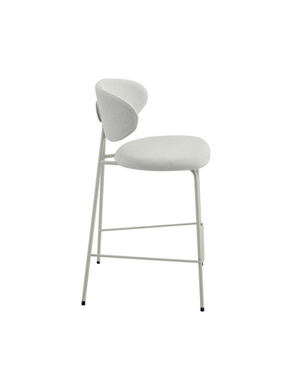 Banqueta Alta de Aço Estofada Elora - Off White
