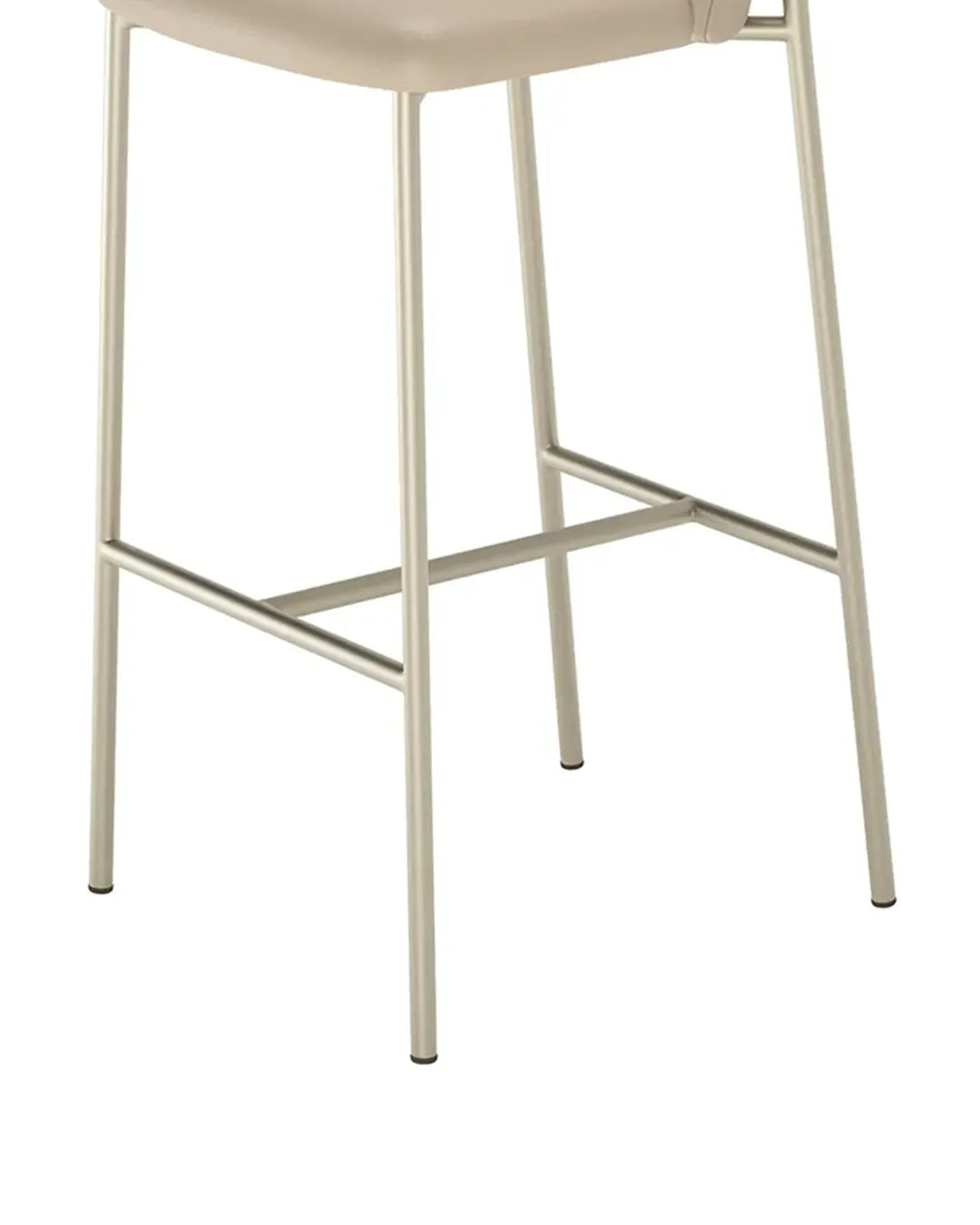 Banqueta Alta de Aço Estofada Lucille - Champanhe c/ PU Off White