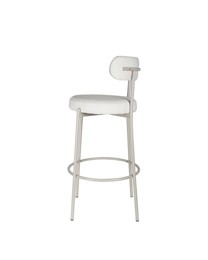Banqueta Alta de Aço Estofada Olyra - Off White