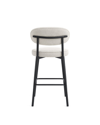 Banqueta Alta de Aço Estofada Oryn - Off White