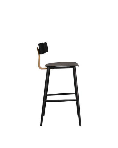 Banqueta Baixa de Aço Estofada Évoa - Preto e Caramelo