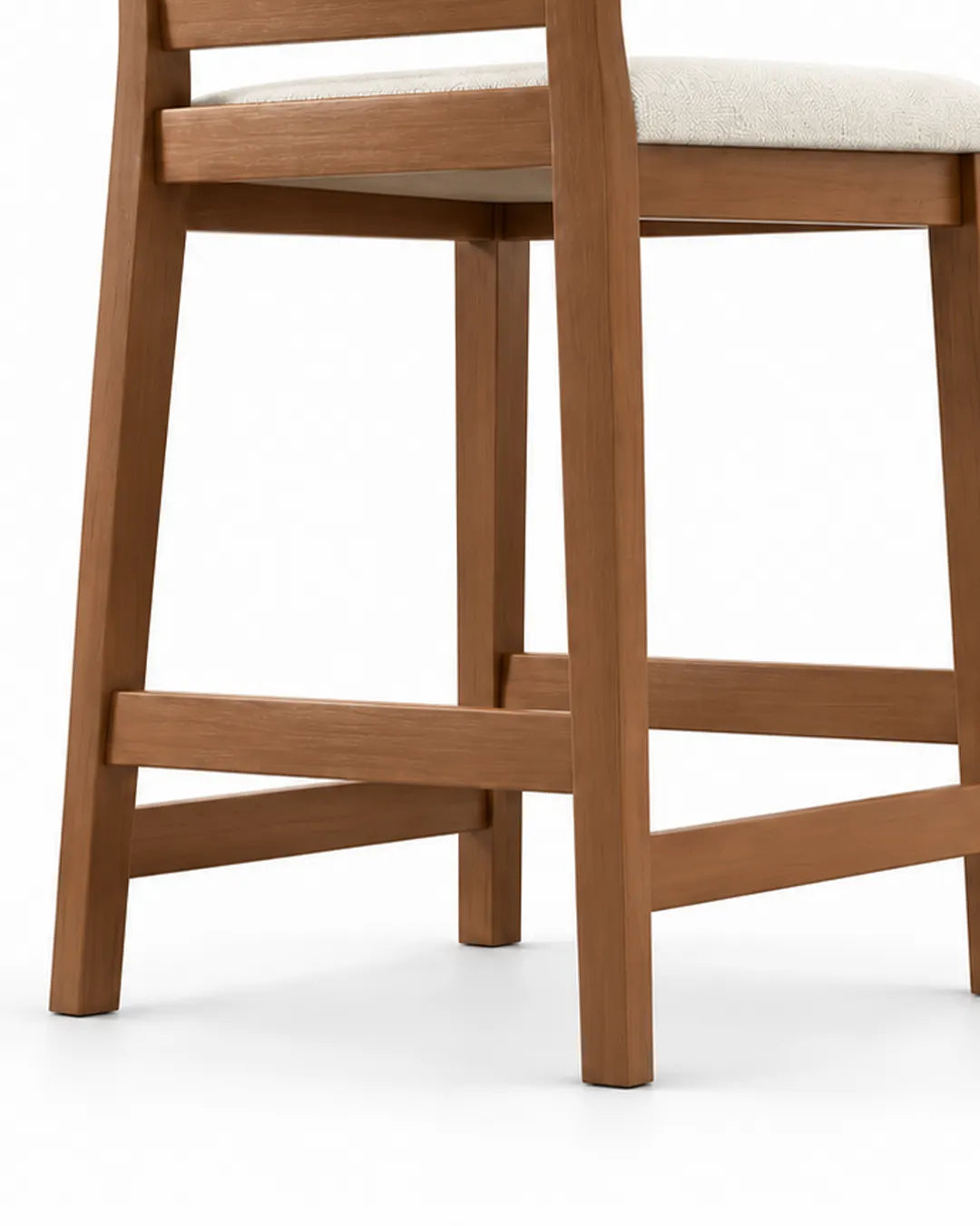 Banqueta Marla - Linho Off White c/ Madeira Natural