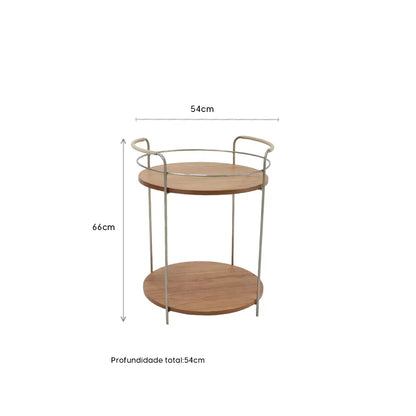 Aparador Bar Redondo com pés em Metal Biophilia 54 cm - Mel c/ Champanhe