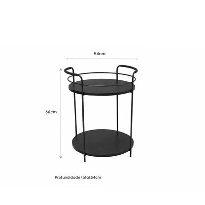 Aparador Bar Redondo com pés em Metal Biophilia 54 cm - Preto