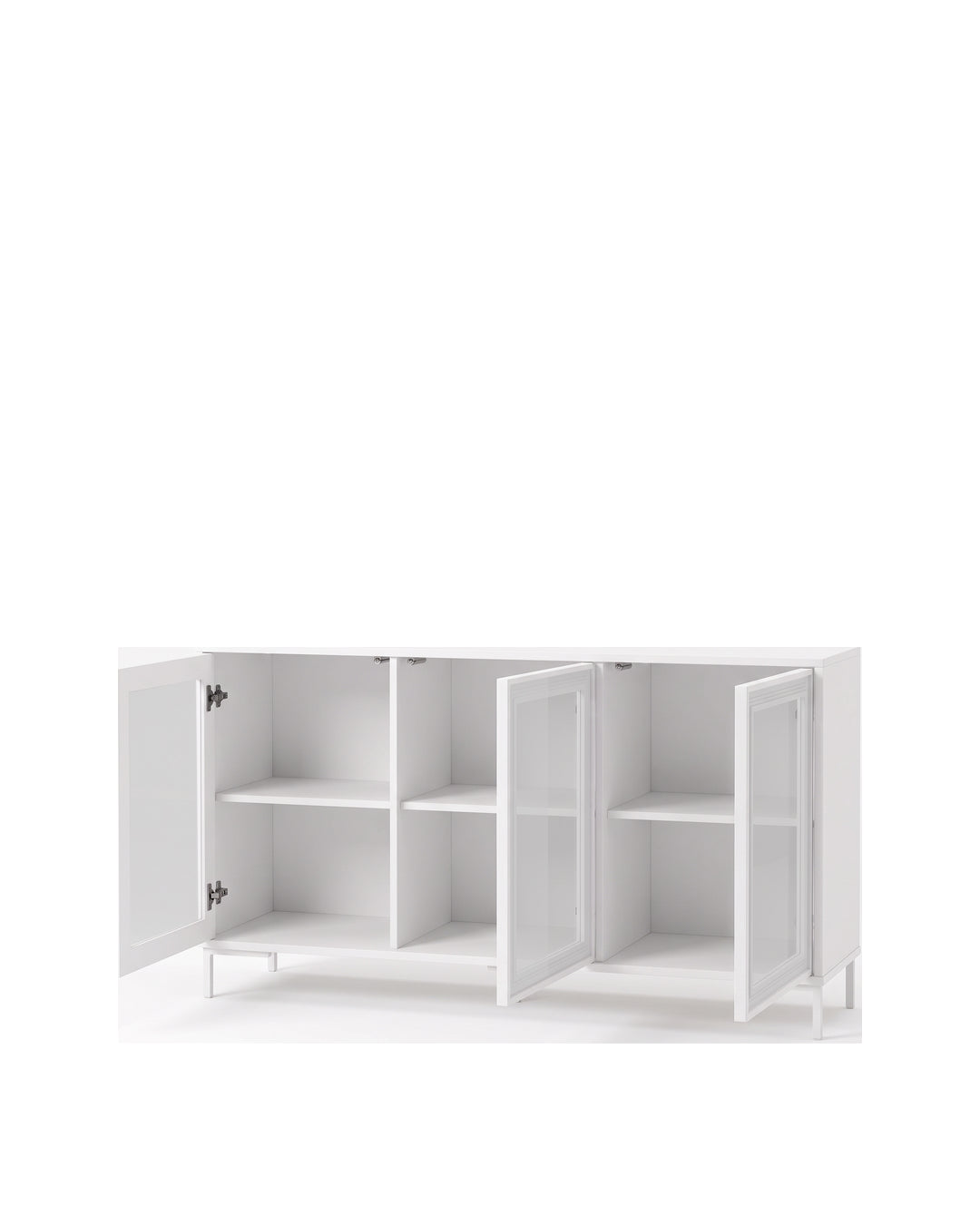 Buffet 03 Portas com Vidro Vitria 134 cm - Branco
