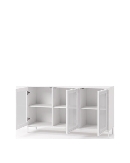 Buffet 03 Portas com Vidro Vitria 134 cm - Branco
