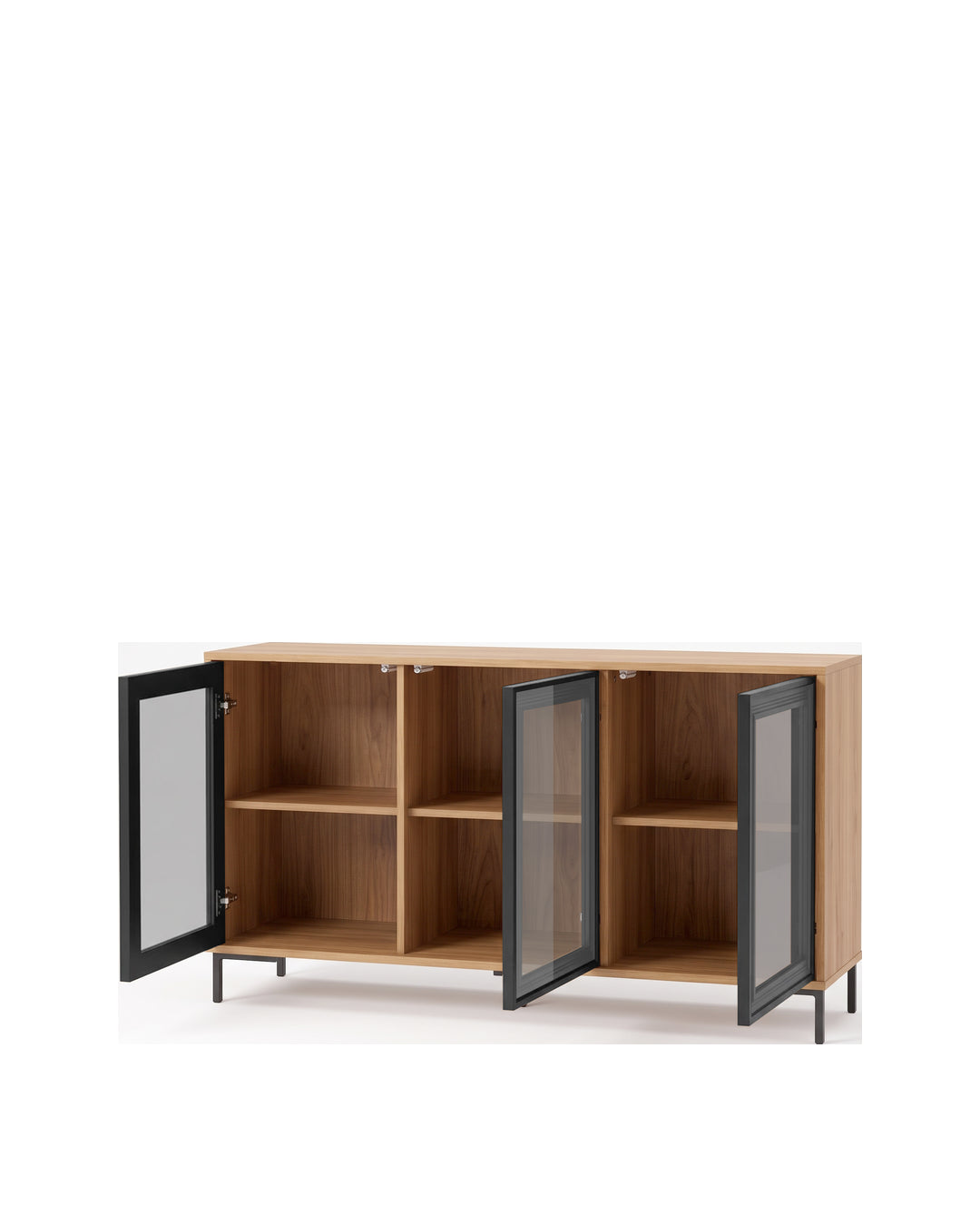 Buffet 03 Portas com Vidro Vitria 134 cm - Mel c/ Preto